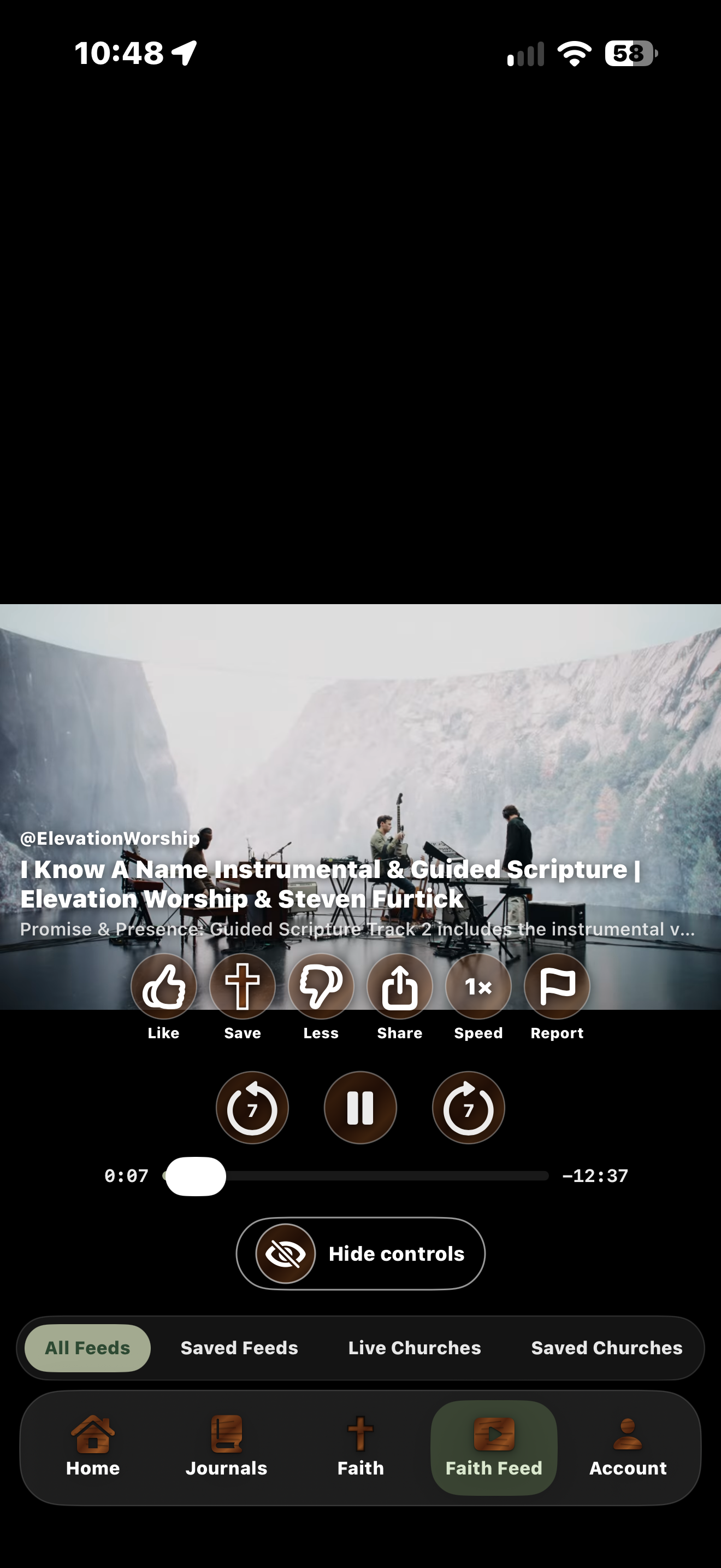 Actual SelahVox iPhone faith feed screen